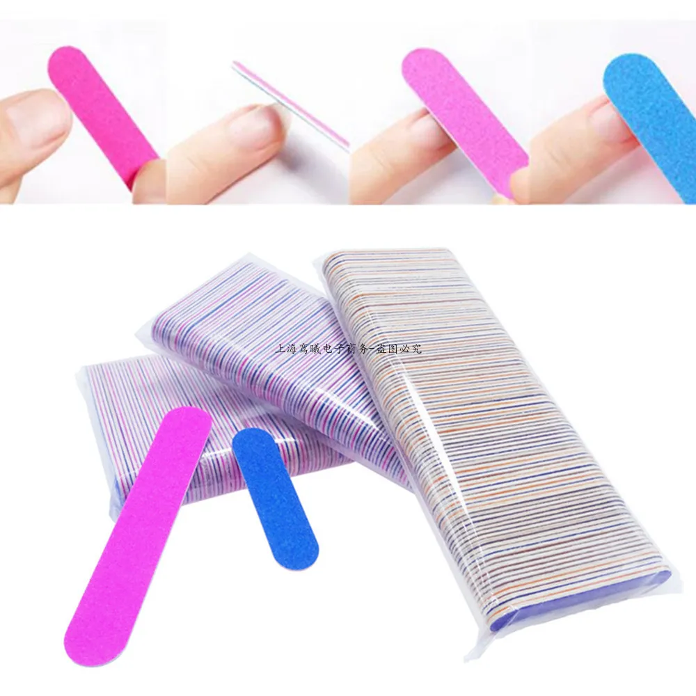 New 100/200pcs Double Side Nail Files Mini Wood Sanding Buffer Block Set for Gel Polish Manicure Pedicure Salon Nail Art Tools