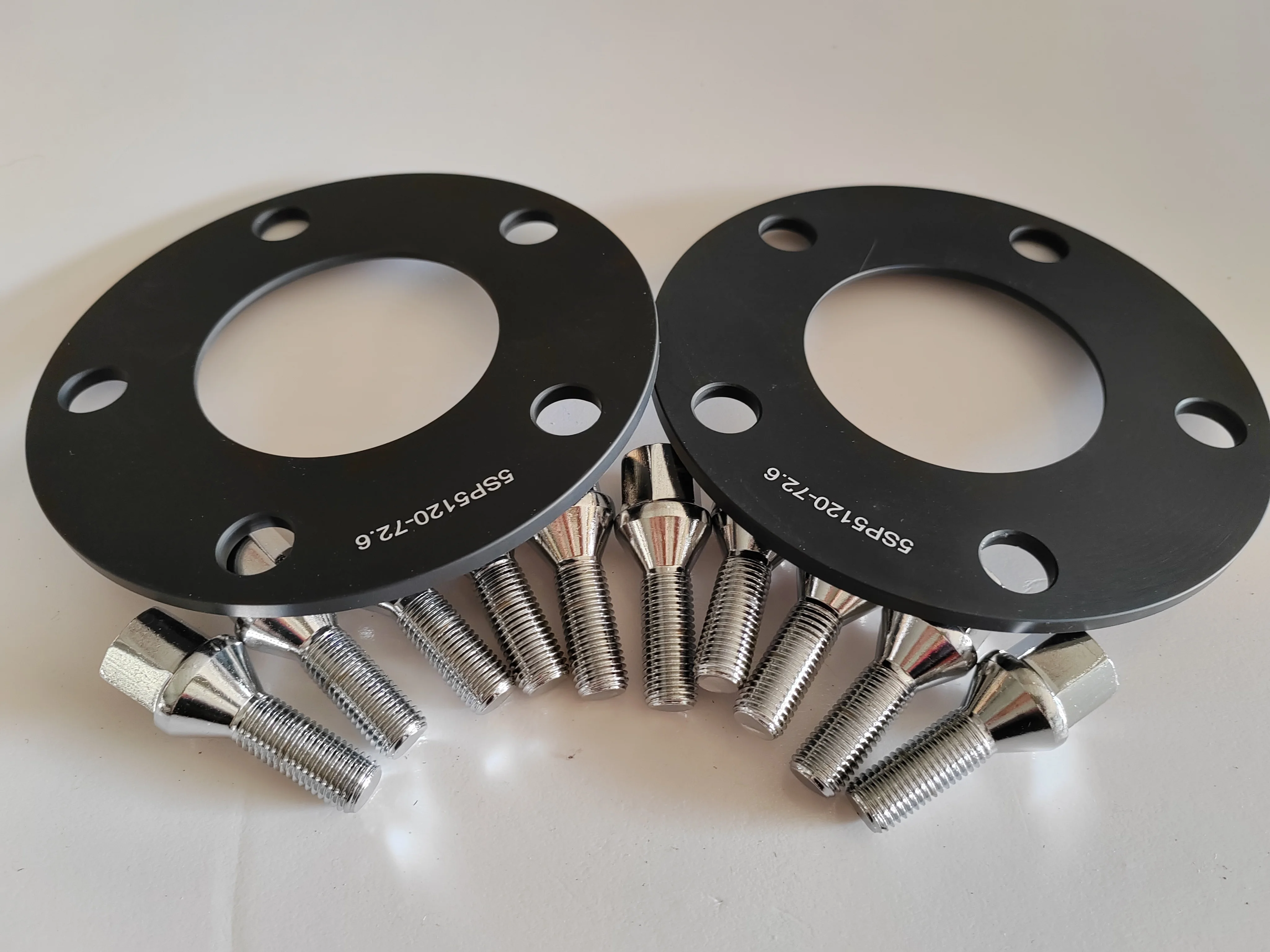 2pcs 5mm 5x120 72.6 Wheel Spacers For BMW 1 Series (E82, E88) - 128i+10pcs 12x1.5 Cone type bolts (Black Anodized) CNC Machined