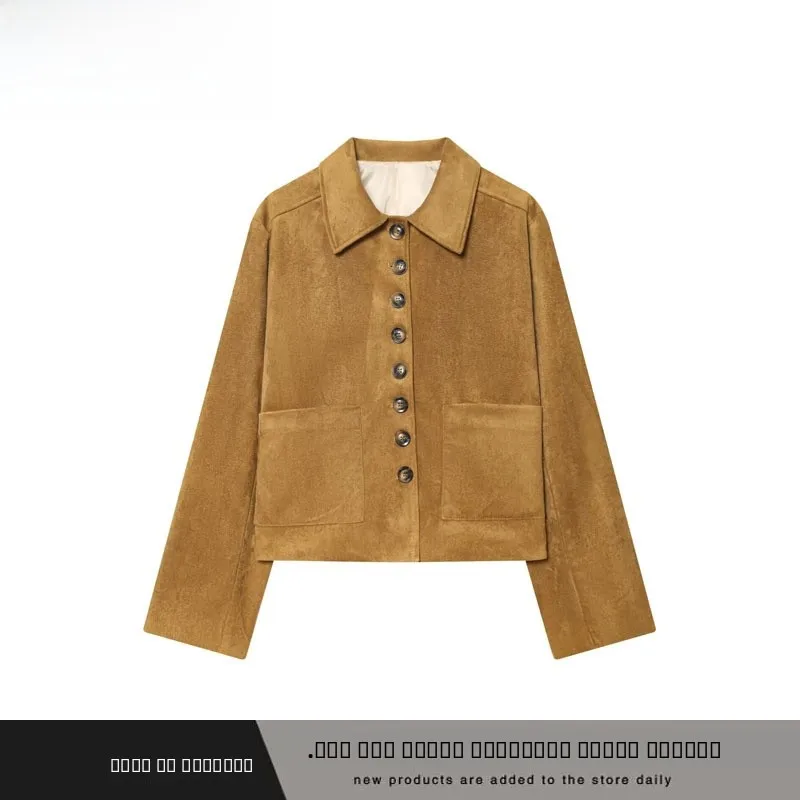 패셔너블한 스웨이드 코트 여성용 가을 겨울 신상품 단추형 심플 슬리 폴리에스터 섬유 롱 코트