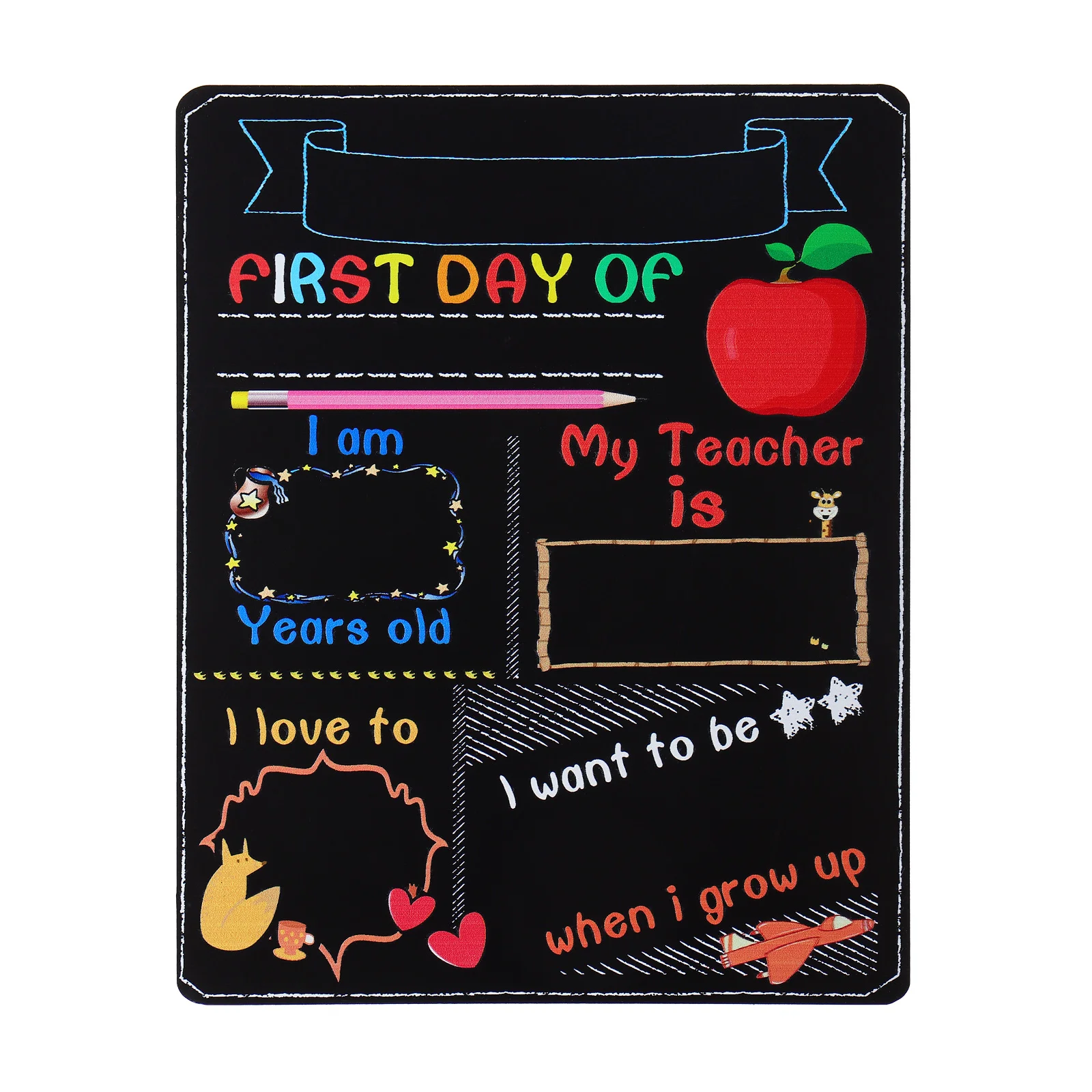 First Day School Chalkboard Small Blackboard Color Printing for Students Message Chalkboards Bamboo Child