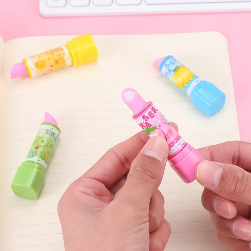 Lipstick Vorm Gum Voor Kinderen Cartoon Leuke Student Kawaii Gum Schattige Studenten Stationair Willekeurige Kleur Groothandel Artikelen