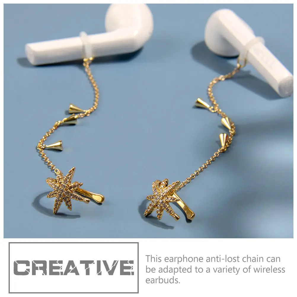 Anti-Lost Earphone Chain for Wireless Earbuds – Lightweight Copper Decorative Sports Earpiece Holder, 1 Pair