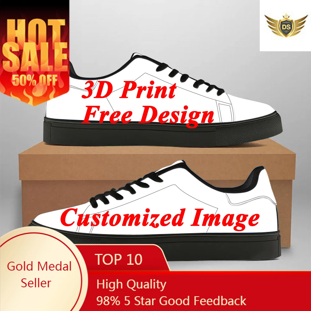 Women Men PU Shoes Custom Image Logo Casual Sneakers Female Male Teenager Footwear DIY Wholesale Dropshipping Unisex