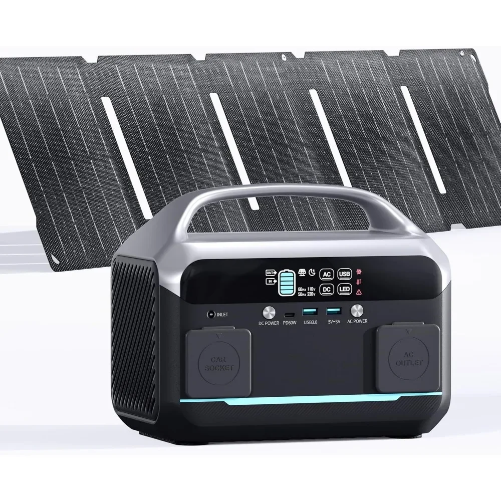 Solar Generator 268.8Wh with 40W Foldable Solar Panel, Backup LiFePO4 Battery, 60W USB-C Fast Charging, Portable Power Station