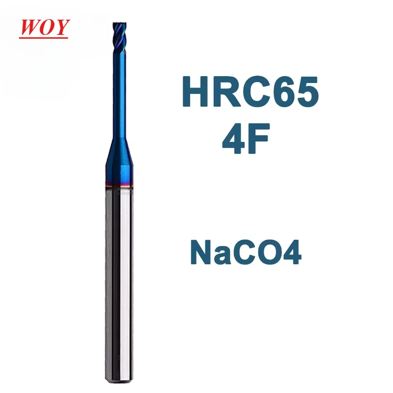 WOY HRC65 4 Flutes Deep Groove Tungsten Carbide End Mills Long Neck Milling Cutters CNC End Mill For Steel Extra Long Flute