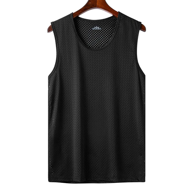 Mens Mesh Vest Silk Undershirt Shirts Bodybuilding Men Tank tops Muscle Sleeveless Running Male Vest Fitness Casual Sport Tops