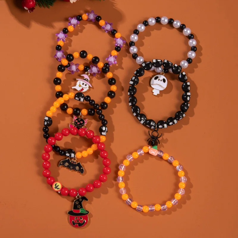 Braccialetto da donna gioielli di Halloween braccialetto di zucca strano braccialetto Horror fantasma di tutti i santi braccialetto impilato multistrato regalo
