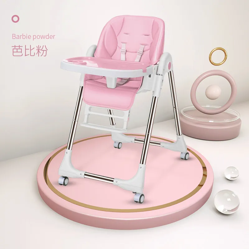 

Adjustable Baby Dining Chair with Wheels, Portable Nordic Baby Dining Table and Chair with Universal Joint