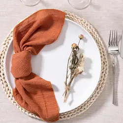 6pcs, Cotton Cloth Napkins 32x32cm, Handmade Cloth Solid Color Napkins, Delicate Handmade Cloth Napkins For Dinners, Parties