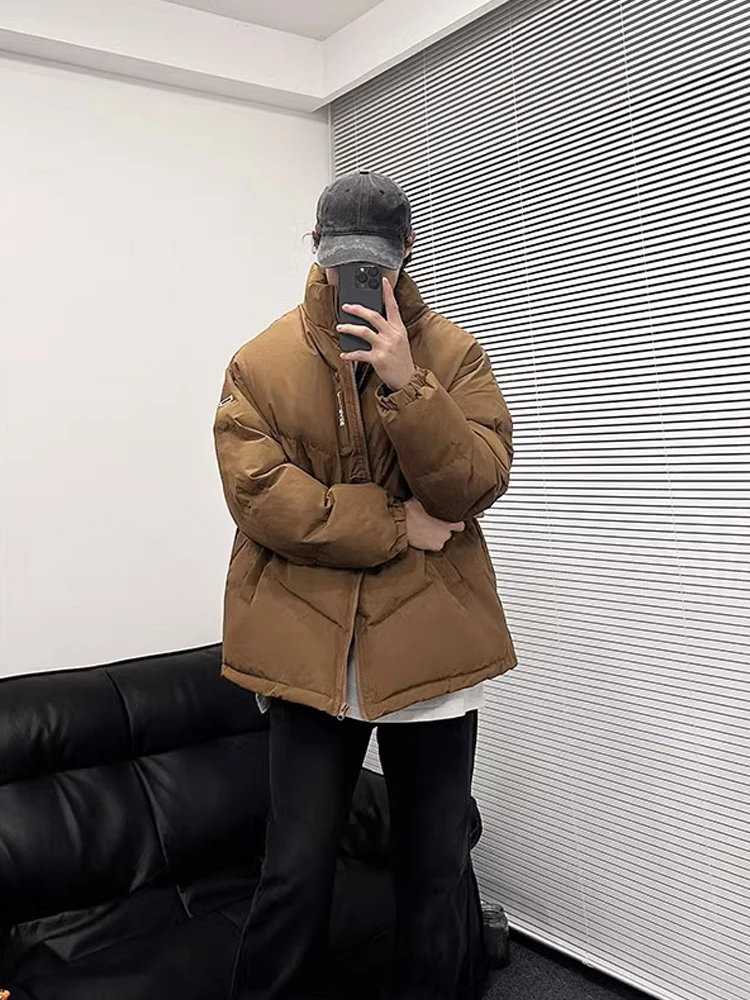 

Теплая утолщенная мужская хлопковая куртка с воротником-стойкой, осенне-зимняя верхняя одежда из водонепроницаемой полиэстеровой ткани, пуховик для подростков