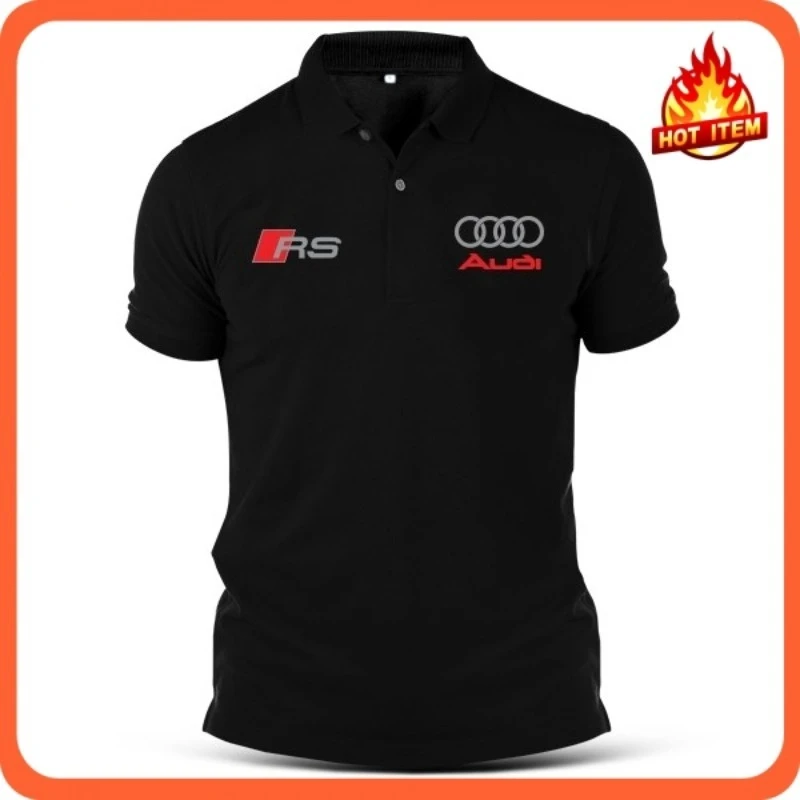Été broderie RS Audi S ligne T-Shirt chemises unisexe course motorsport rallye T-Shirt Polo T-Shirt Baju coton pakaian Murah vente