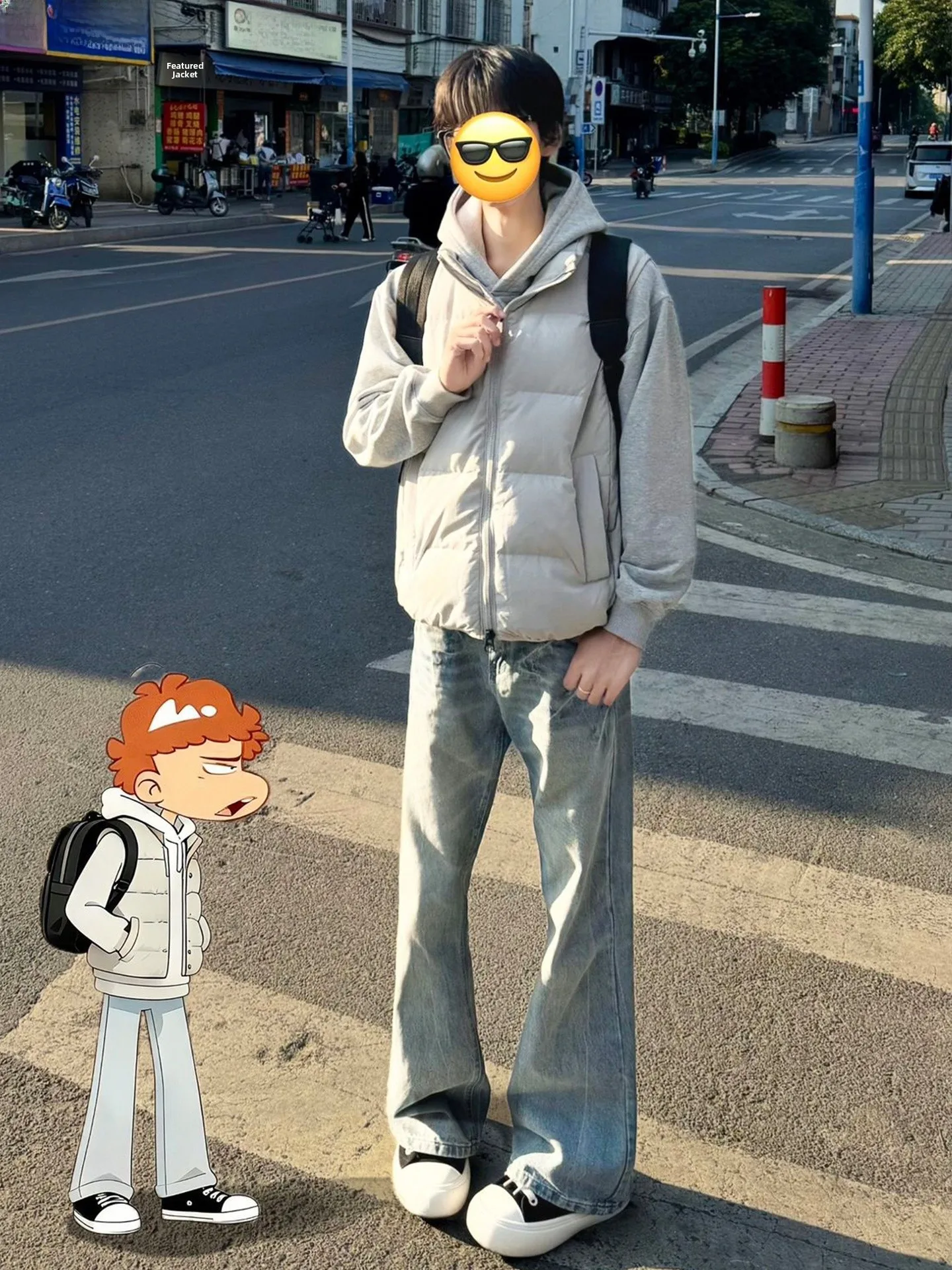 

High Waist Straight Leg Men's Denim Jeans Spring Vine Blue Lightning Pattern Casual Loose Fit Polyester Fiber Winter Jeans