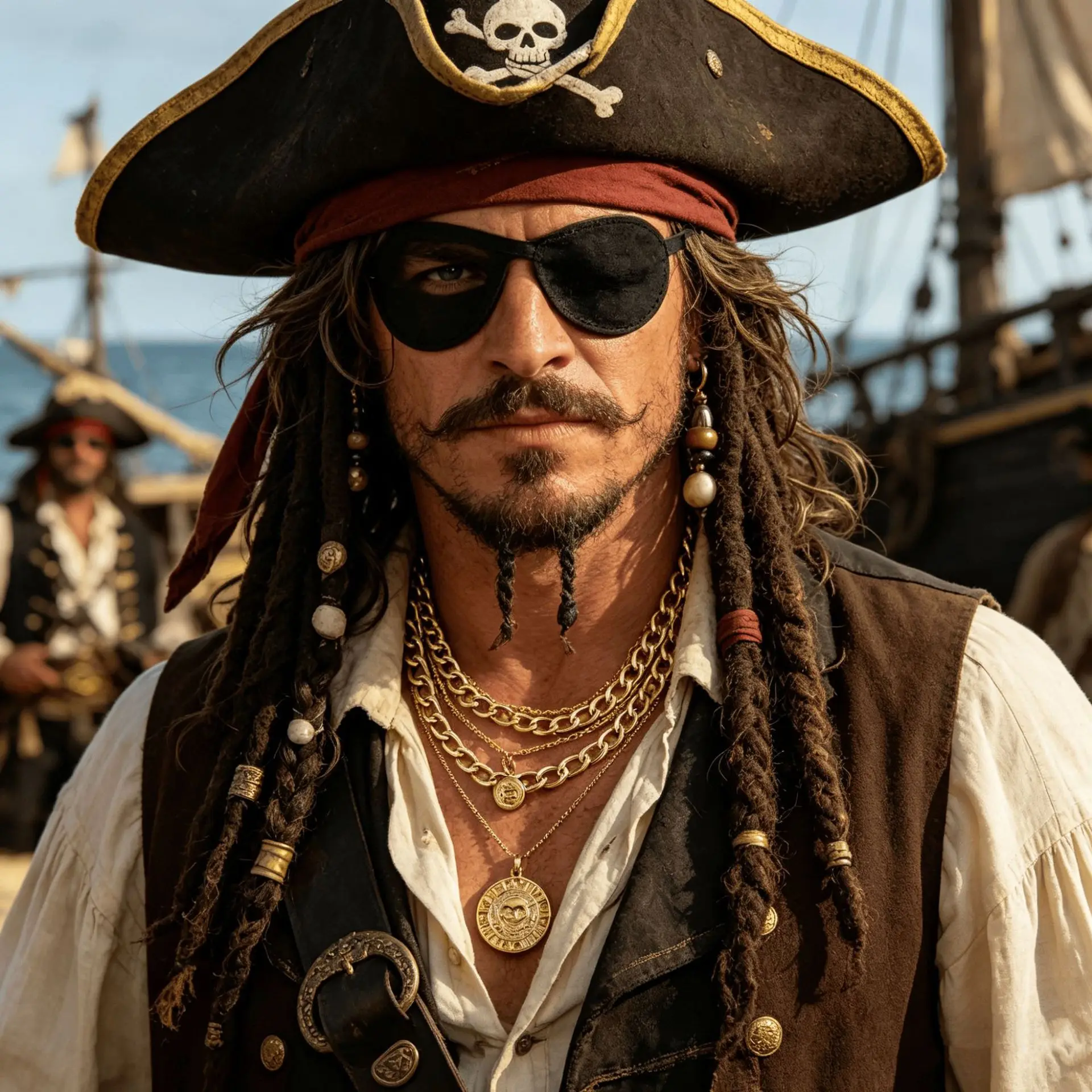 

Pirates of the Caribbean series multi-layer round skull necklace hip-hop style men's collarbone chain