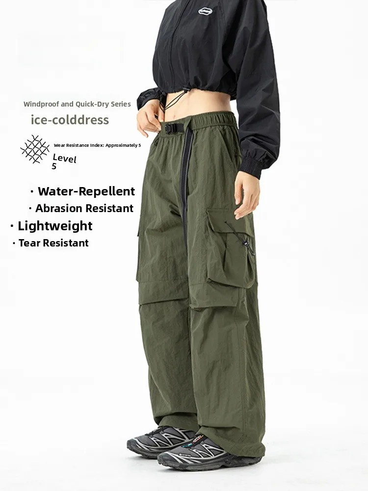 

MMOPTOP Spring Outdoor Windproof Casual Pants Men's Wear Resistant Loose Sports Hiking Long Trousers Paratrooper Workwear