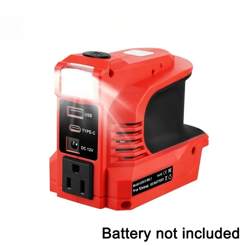 18V Battery Power Inverter DC18V to 110V/220V Adapter Compatible for Makita DeWalt Milwaukee Bosch Einhell USB Type-C