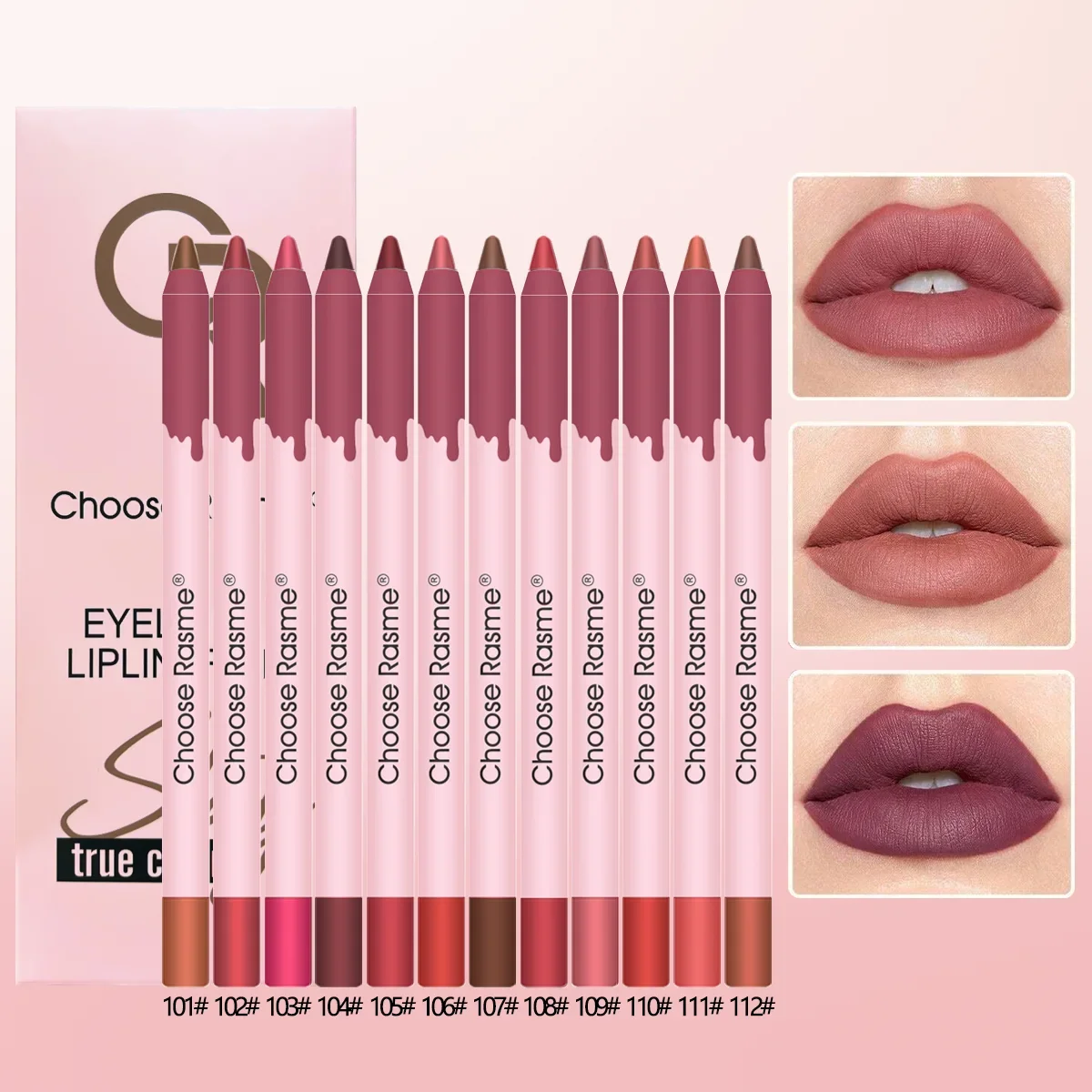 12 Kleuren Lipliner Set, Matte Bedauwde Afwerking Langdurige Waterdichte Smudge Proof Lip Liner Set, Make-Up Geschenkdoos