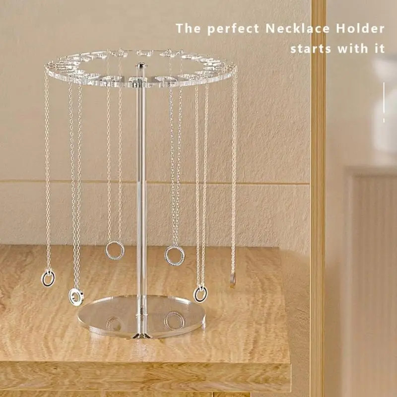 

Versatile Rotating Jewelry Display Stand Storage Holder For Necklaces Bracelets Featuring Shatterproof Acrylic Design