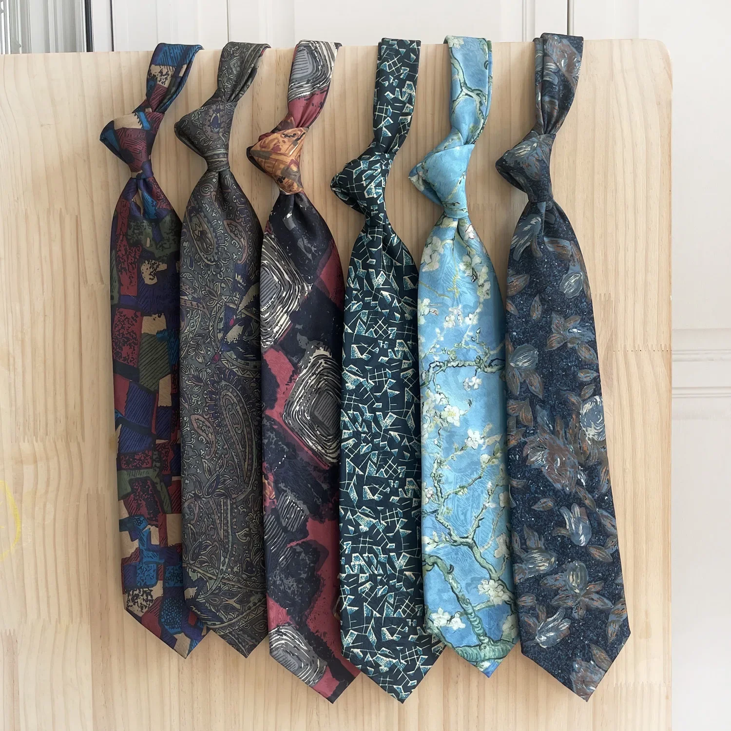 9CM Wide Literary Artistic British College Style Tie Oil Floral Brown Coffee Blue Ties Women Man Banquet Party Casual Neckties