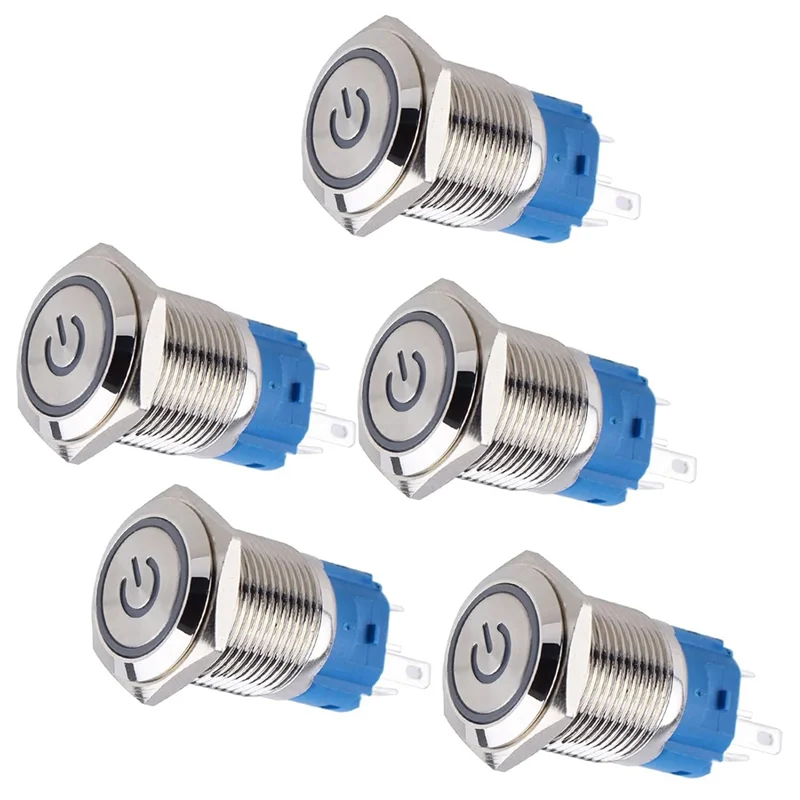 

AA19 16Mm Metal Latching Push Button Switch Waterproof Anti-Vandal Silver Shell Modified Switch
