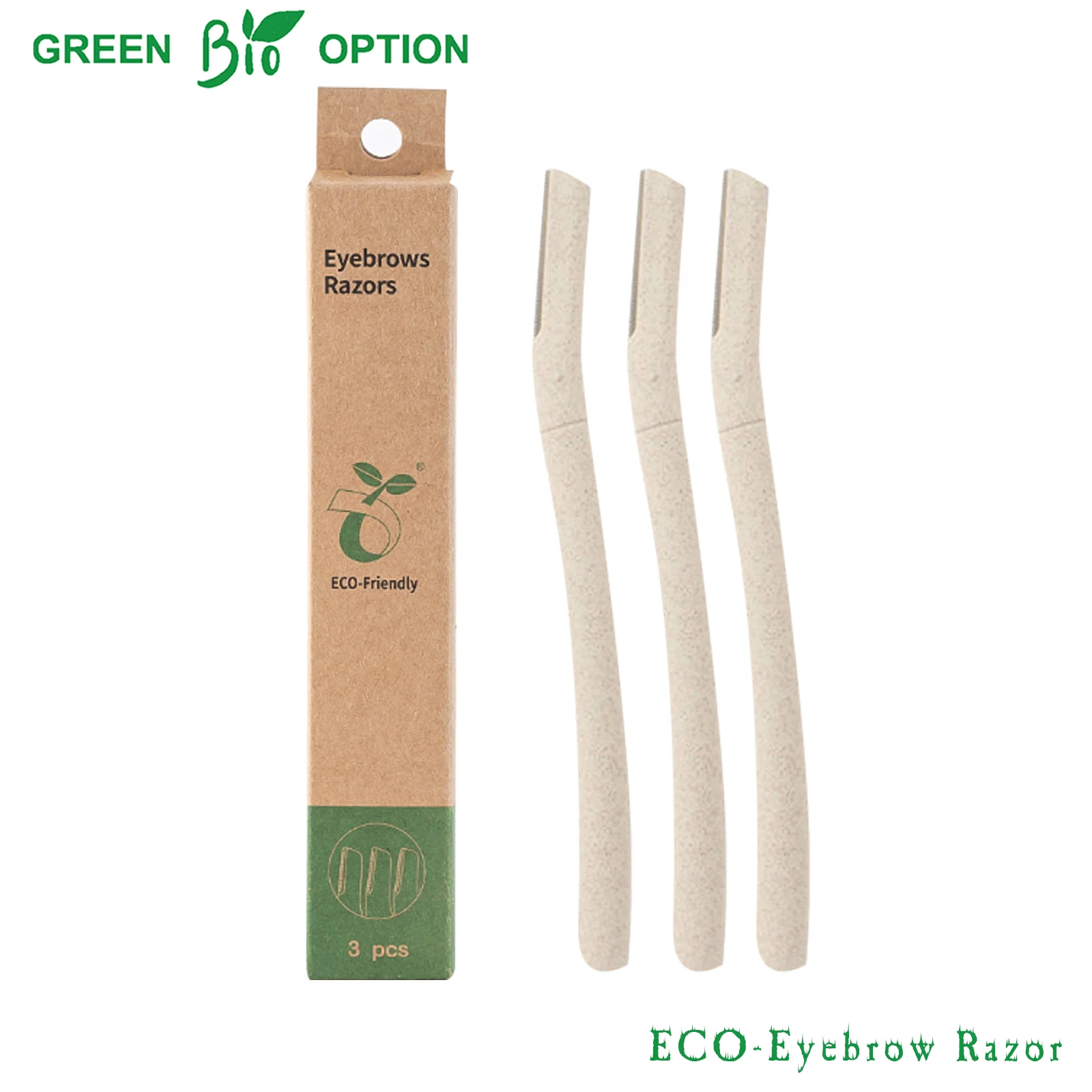 

EZ Eco-friendly Disposable Eyebrow Razors Wheat Straw Highly-Biodegradable Recyclable Safe Hygienic Environment 3pcs/box