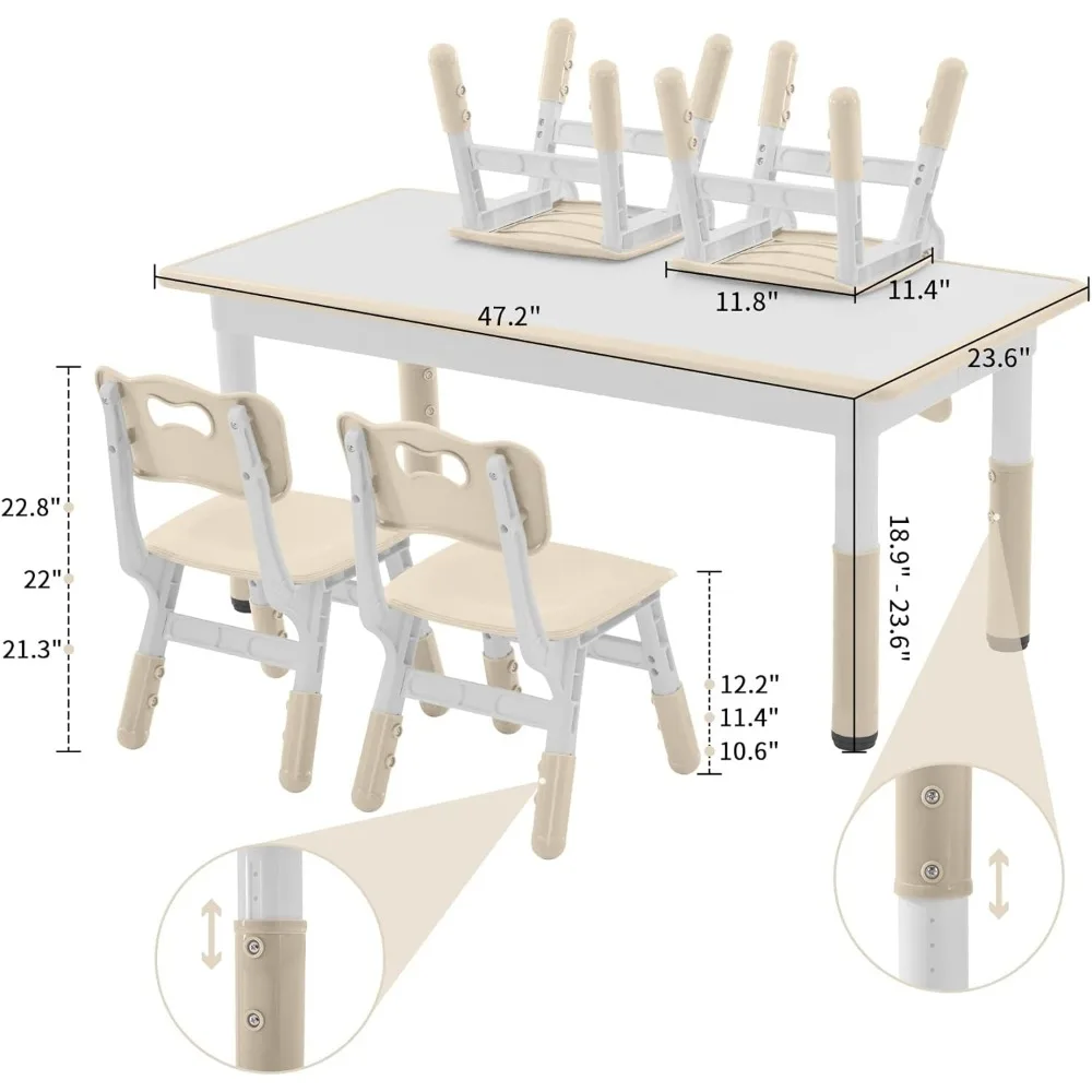 Móveis de altura ajustável para crianças, Study Table and Chair Set, Children Activity Table