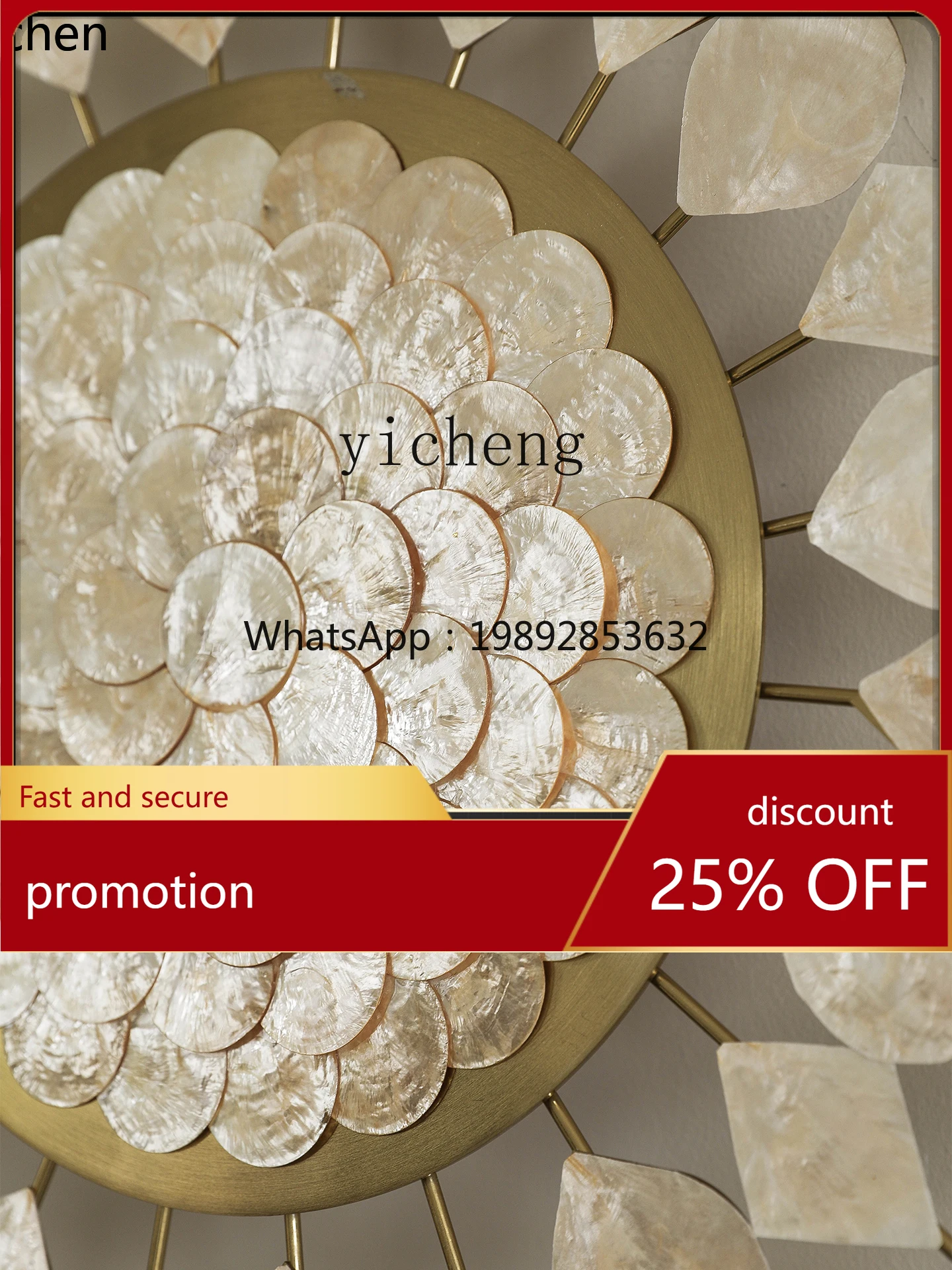 YFY  gold art mural shell decoration painting guest restaurant wall metal pendant