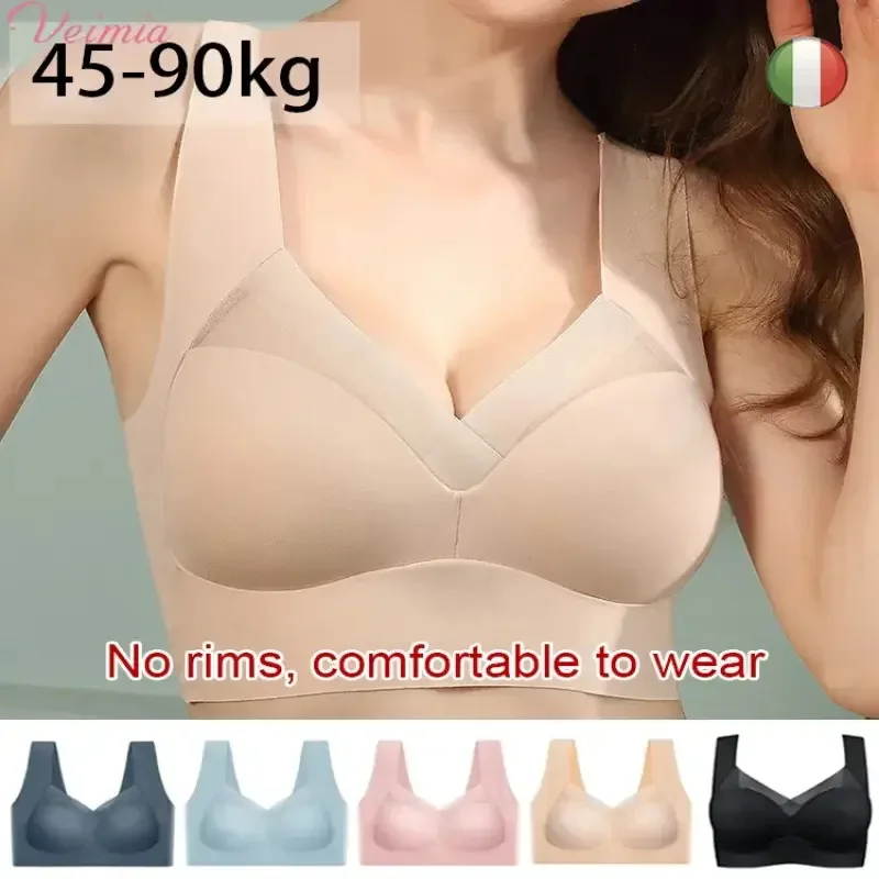 Veimia summer Ice Silk Seamless Bra Women\'s Nonmarking adjustable Push up Bra anti-sagging Ultrathin Sports Vest Style Underwear