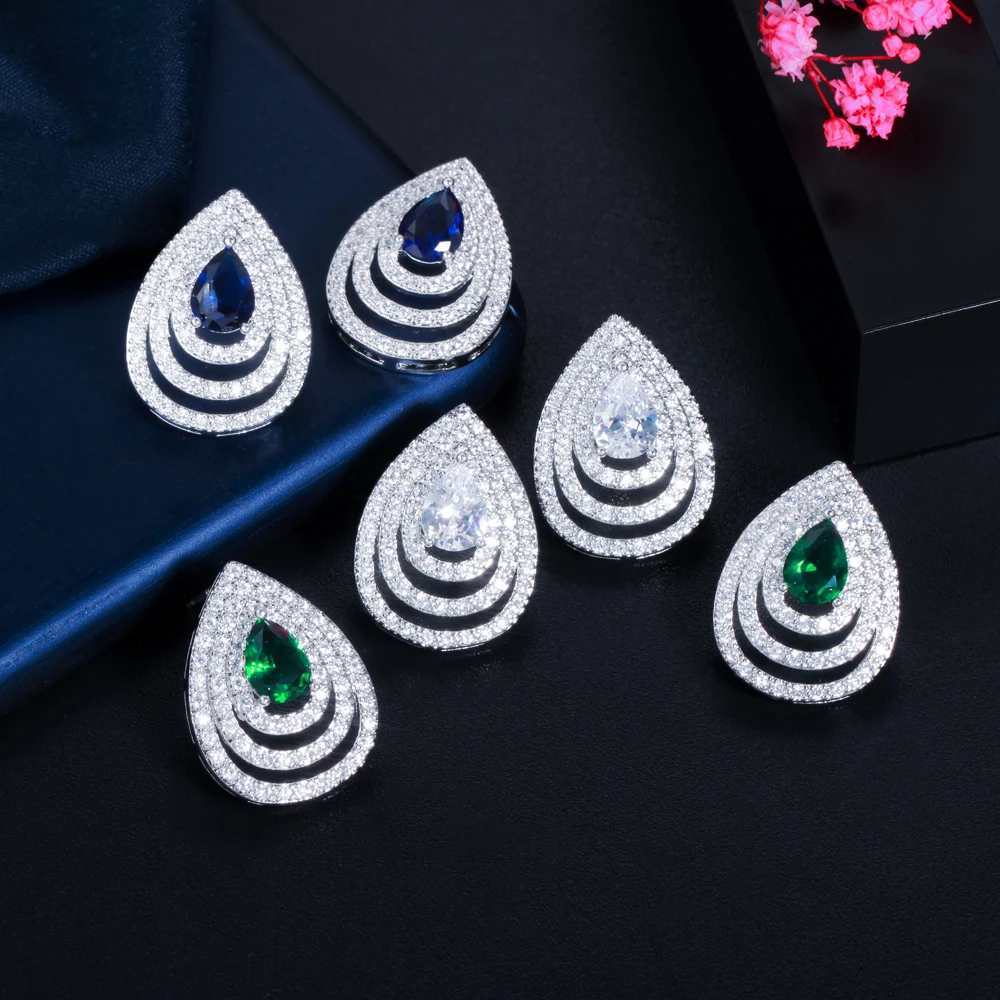 ThreeGraces New Fashion Sparkling Blue Cubic Zirconia Big Stud Earrings for Ladies Daily Party Accessories Jewelry ER646 image 6