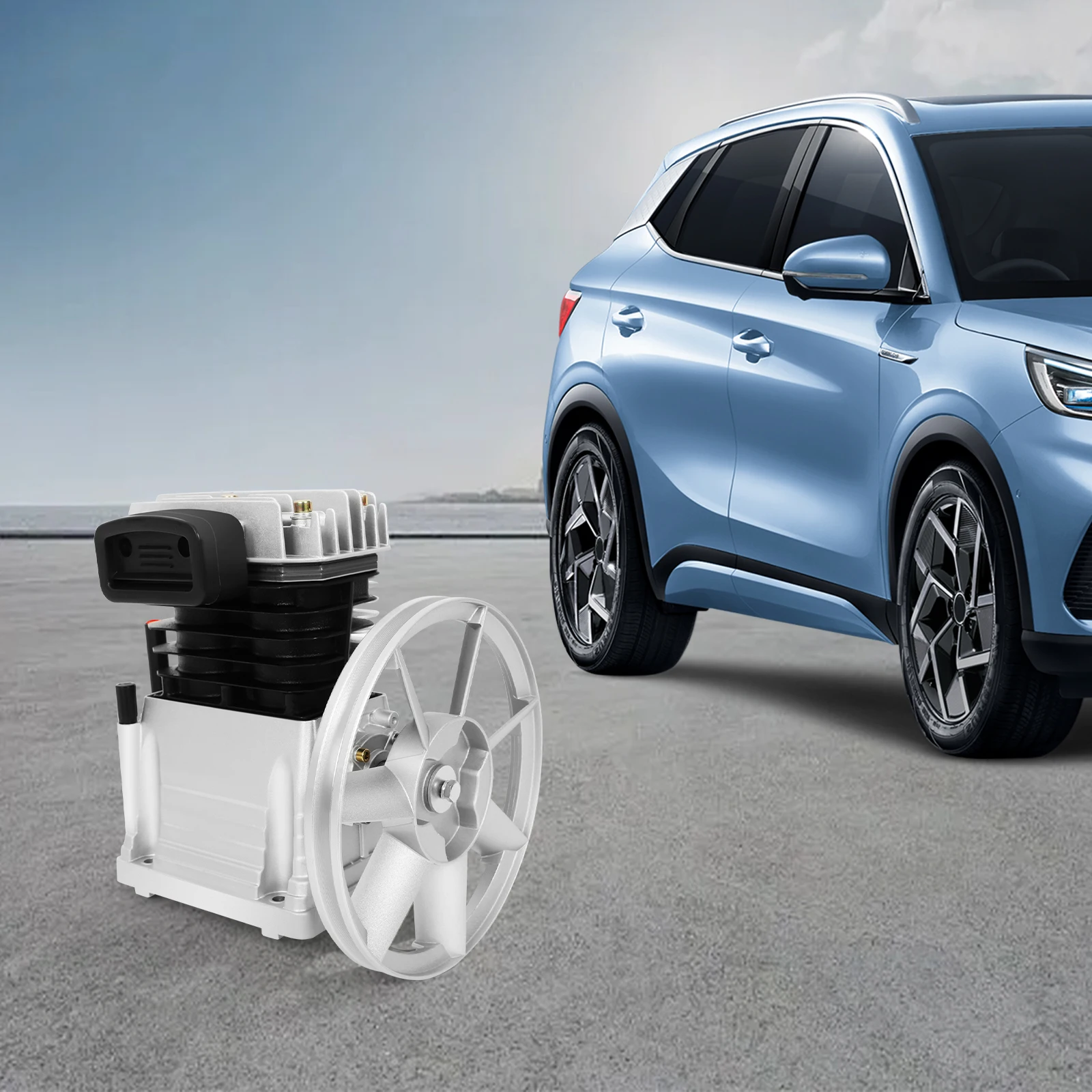 

Air Compressor Pump Head 3HP 960RPM Single Stage Twin Cylinder Aluminum Piston Style with 2 Cylinders Belt Pulley