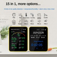 15 in 1 Tuya WIFI Rechargeable Household Digital Air Quality Detector CO2/CO/TVOC/HCHO/PM2.5/PM1.0/PM10/Temp/Humi for Smart Home