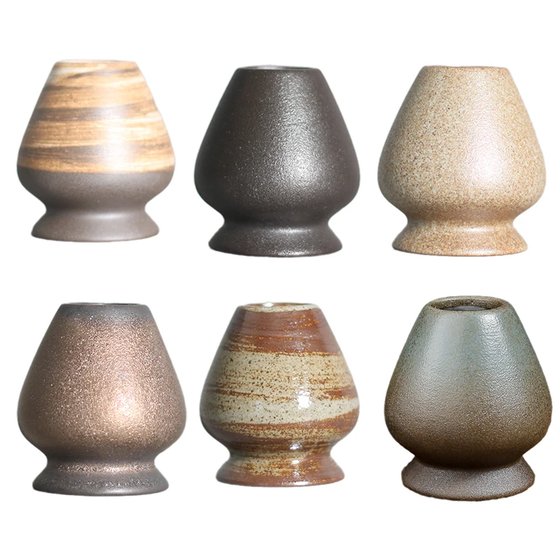 اليابانية الخشنة الفخار ماتشا الشاي Chasen حامل حامل وعاء الخيزران خفقت طاحونة أدوات الشاي حامل الشاي اكسسوارات الشاي #4