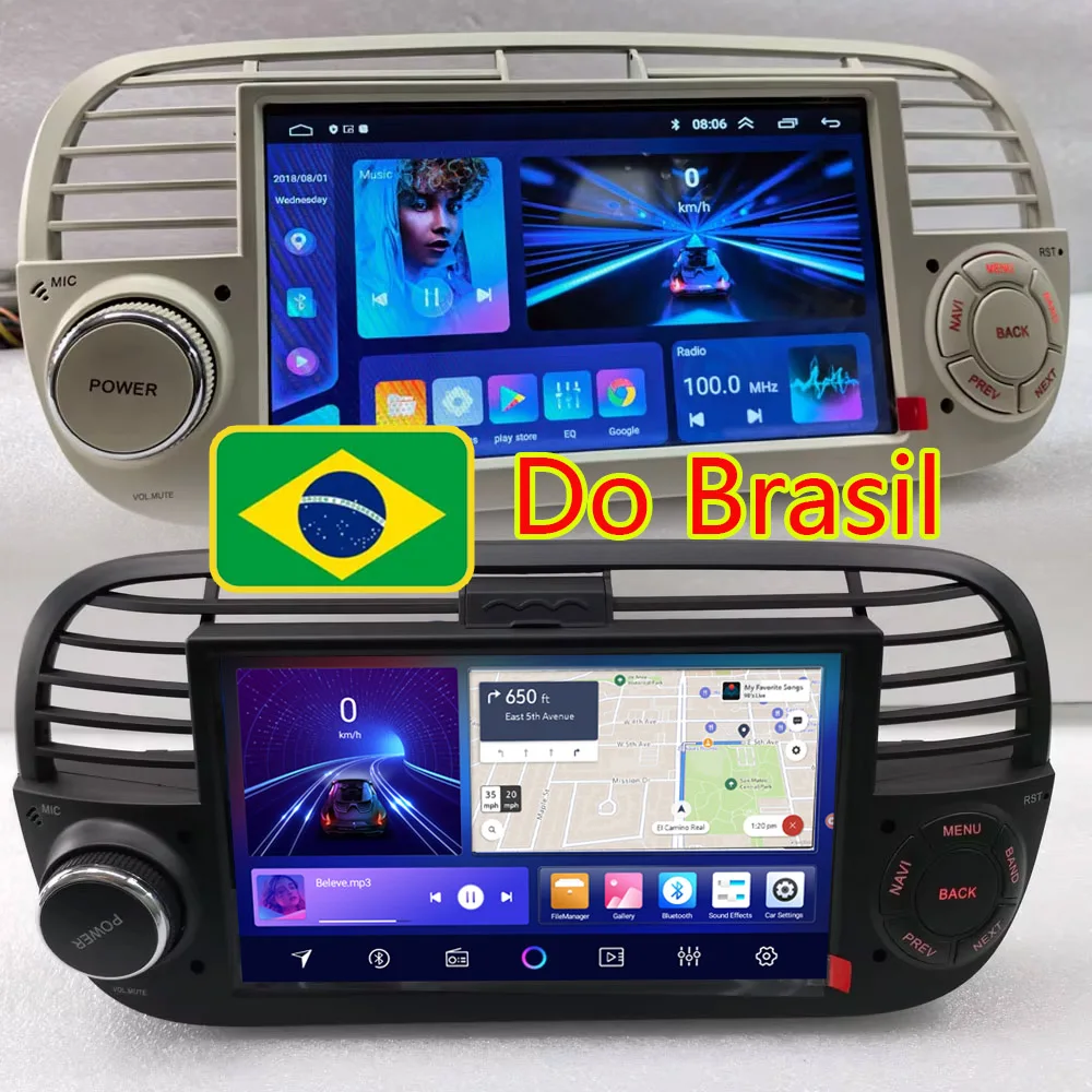 7'' אנדרואיד 13 רדיו לרכב סטריאו עבור פיאט 500 2007-2015 נגן מולטימדיה אלחוטי Carplay ו- Auto BT GPS ניווט יחידת ראש