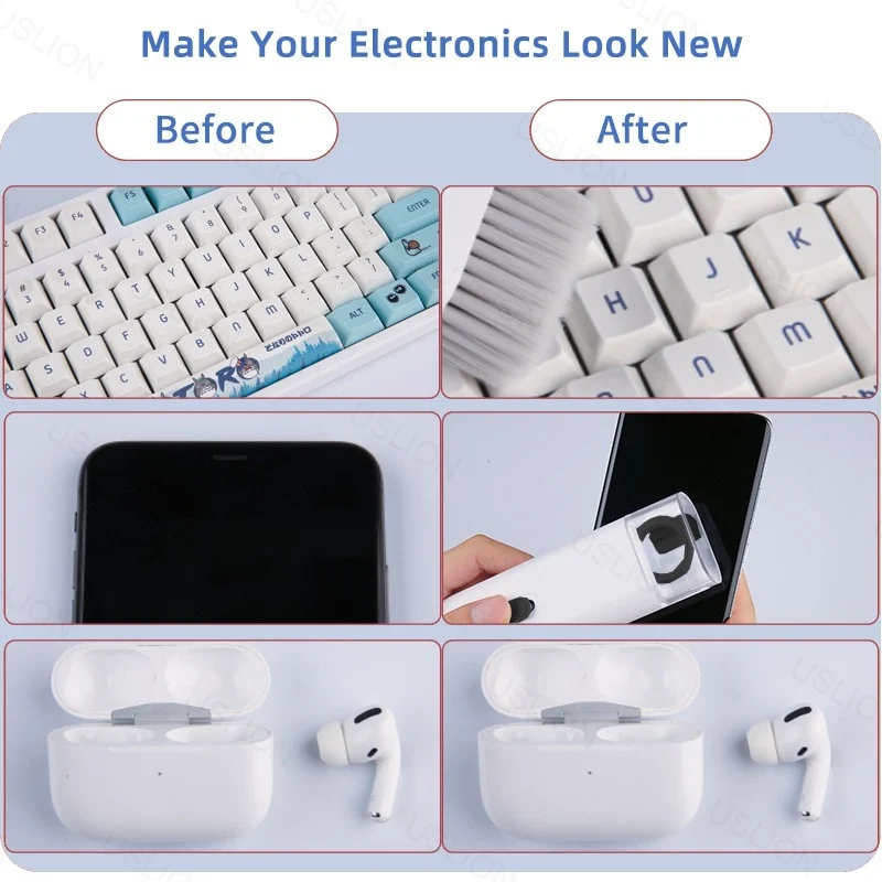 7-in-1 Cleaner Kit Computer Keyboard Cleaner Brush Kit Earphone Cleaning Pen For AirPods Headset Phone Clean Tools Keycap Puller