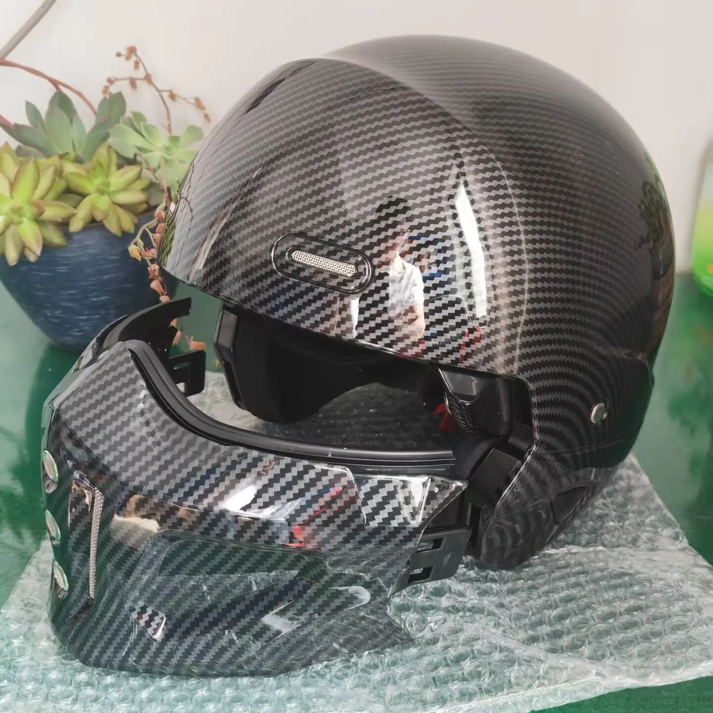 Multi-purpose Retro Helmet Detachable CombinationMotorcycle Locomotive Personality Half Predator