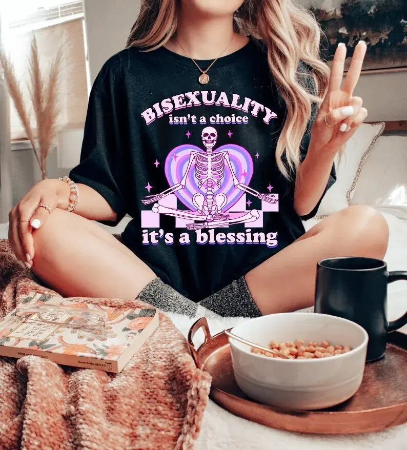 Bisexuality isn't a choice it's blessing shirt funny bisexual t halloween skeleton aesthetic witchy bi wife