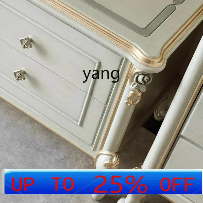 

LH Light Luxury Solid Wood TV Cabinet Living Room Art Carved Storage