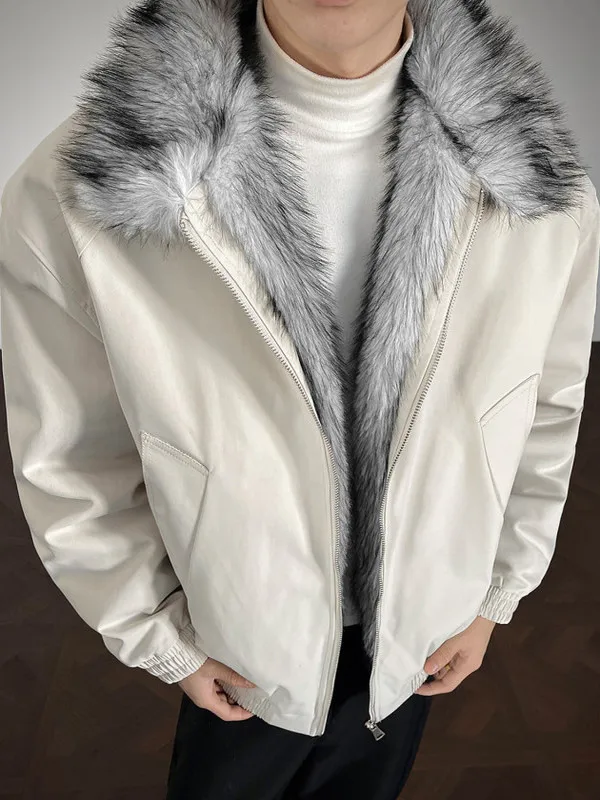 

Зимняя утепленная куртка из волчьего меха для мужчин и женщин, хлопковое пальто с узором «Горный орел» в стиле Wolf Tone, куртка-бомбер Cleanfit U-ICLER