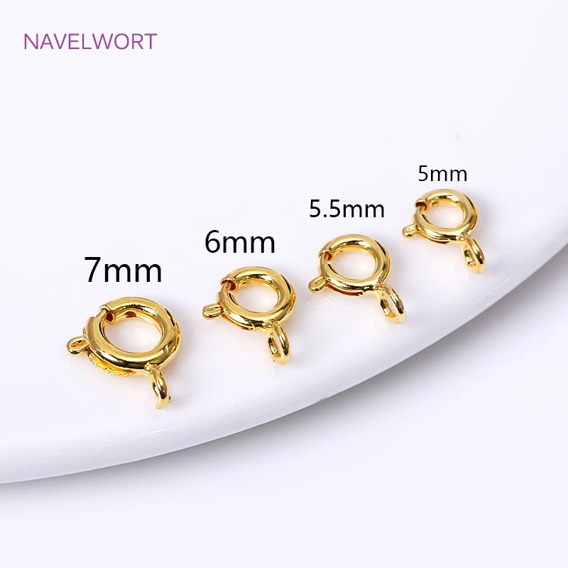 Wholesale 5/5.5/6/7mm 18K Gold Plated Brass Round Claw Spring Clasp For Bracelet,Clasp For Jewelry Making,DIY Jewelry Material