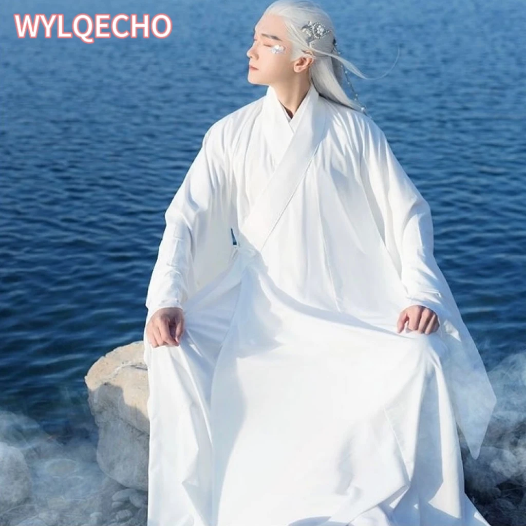 

Мужское классическое танцевальное платье Hanfu, мужской костюм для косплея, Летнее белое платье Hanfu для мужчин