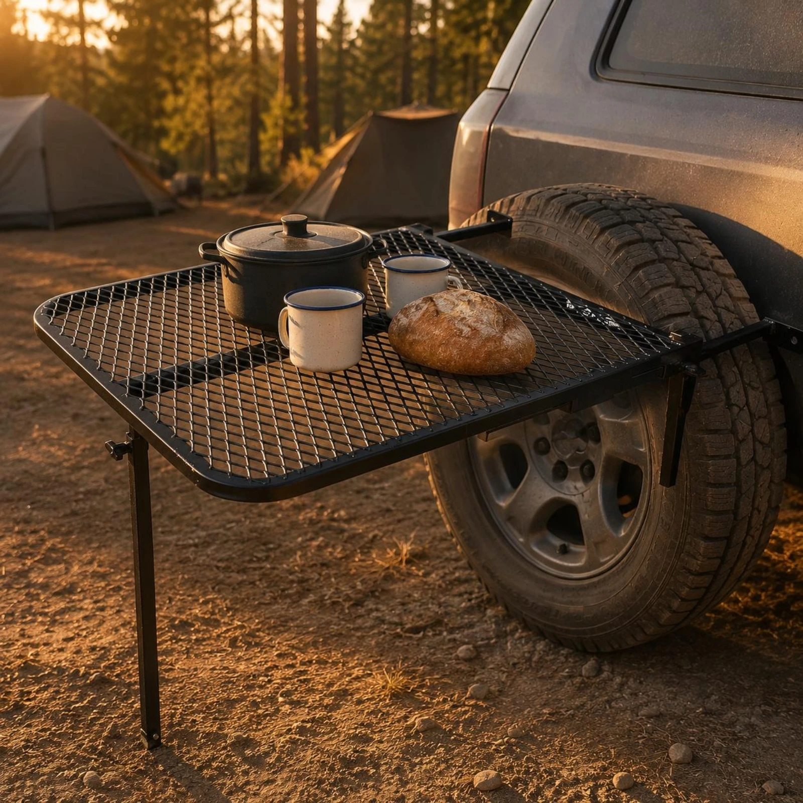 Table de pique-nique en métal pour pneus de voiture, équipement d'extérieur, installation rapide, facile à nettoyer