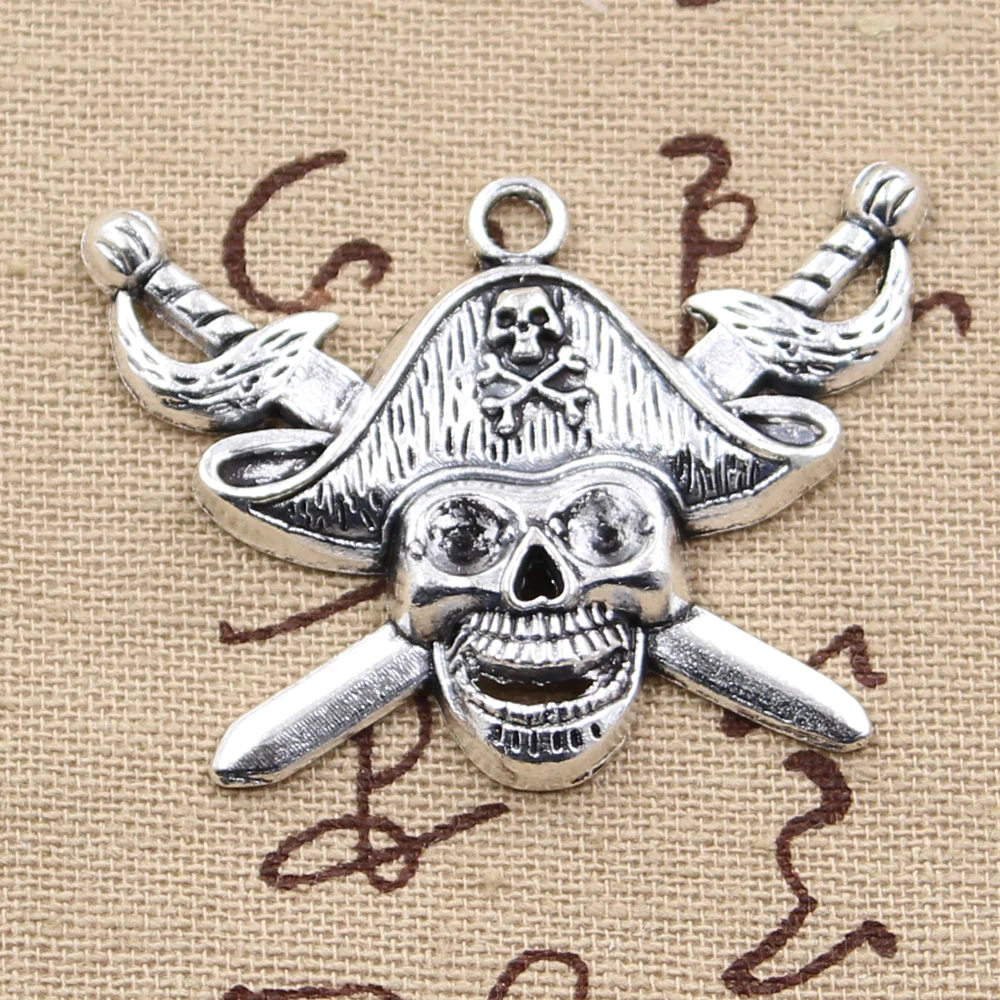 3pcs Pirate Skull Flag Charms for DIY Jewellery Making