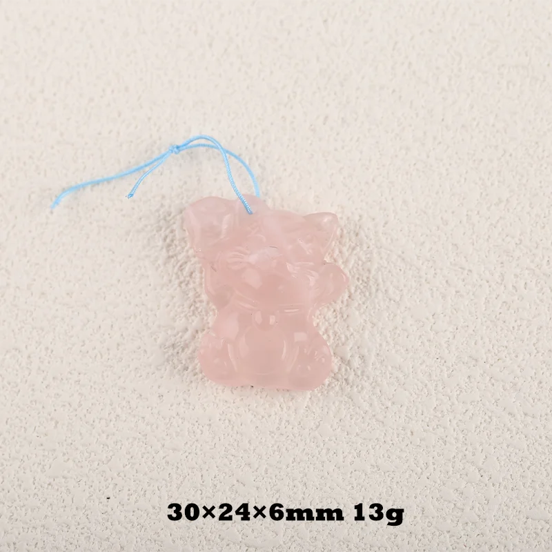 

Natural Gemstone Pink Quartz Lucky Cat, DIY Handmake Jewelry 30x24x6mm 13g