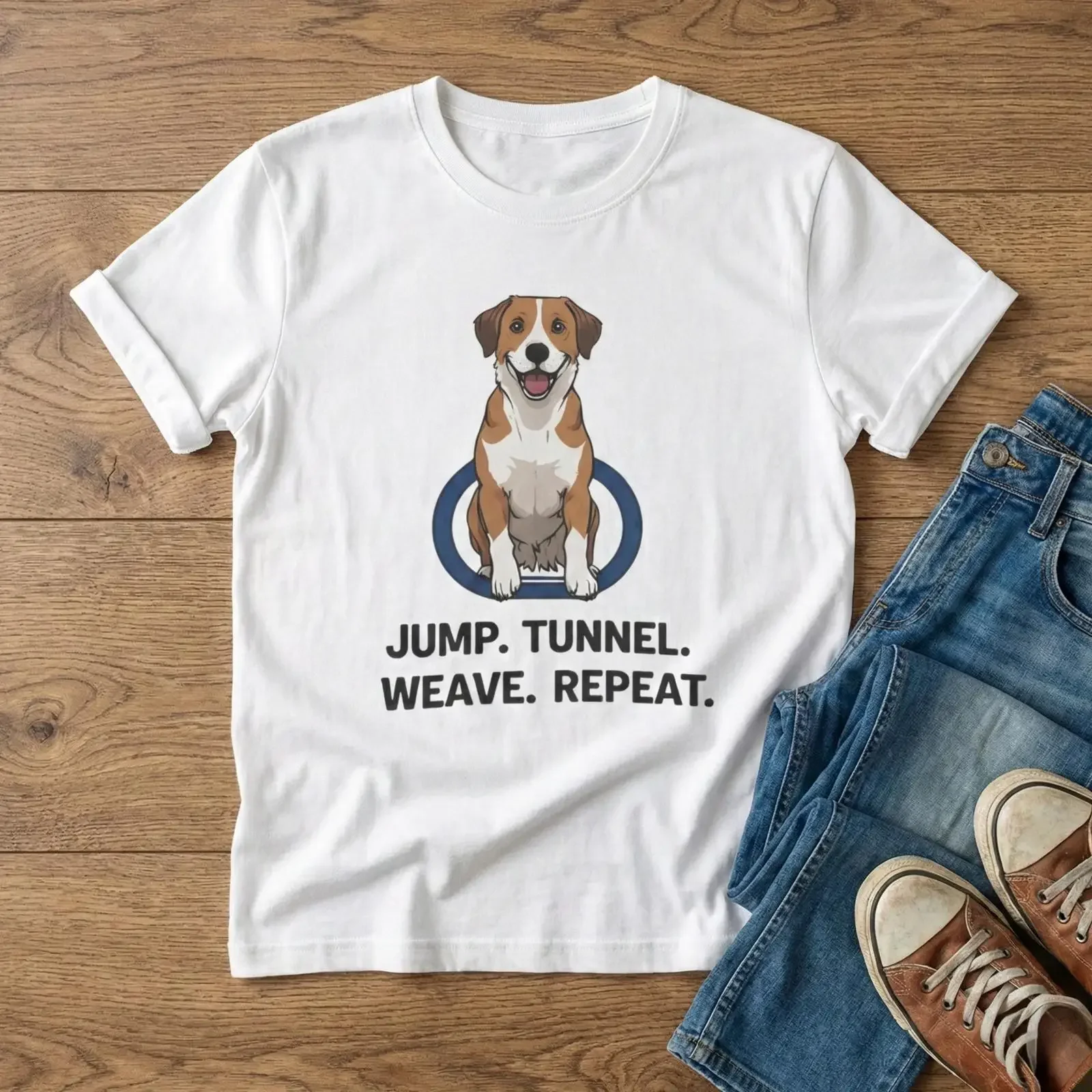 Heavy Cotton Dog Agility T Shirt For Trainers Owners Jump Tunnel Weave Repeat vintage Washed Unisex Slightly designer clothes