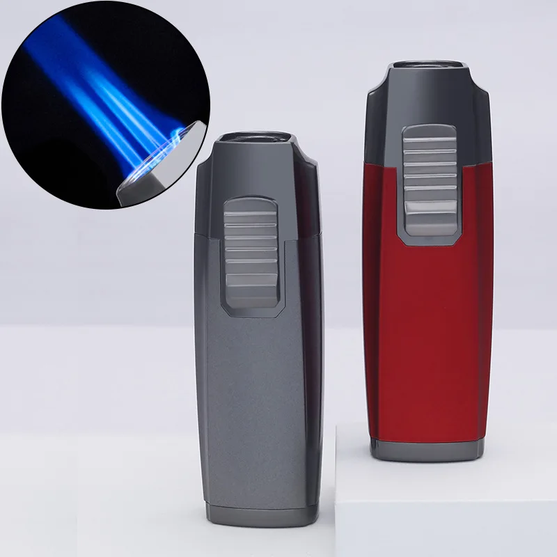 

JOBON Metal Outdoor Windproof Butane Gas Lighter Powerful Blue 3 Flame Torch Turbo Jet Cycle Use Spray Gun BBQ Cigar Lighter
