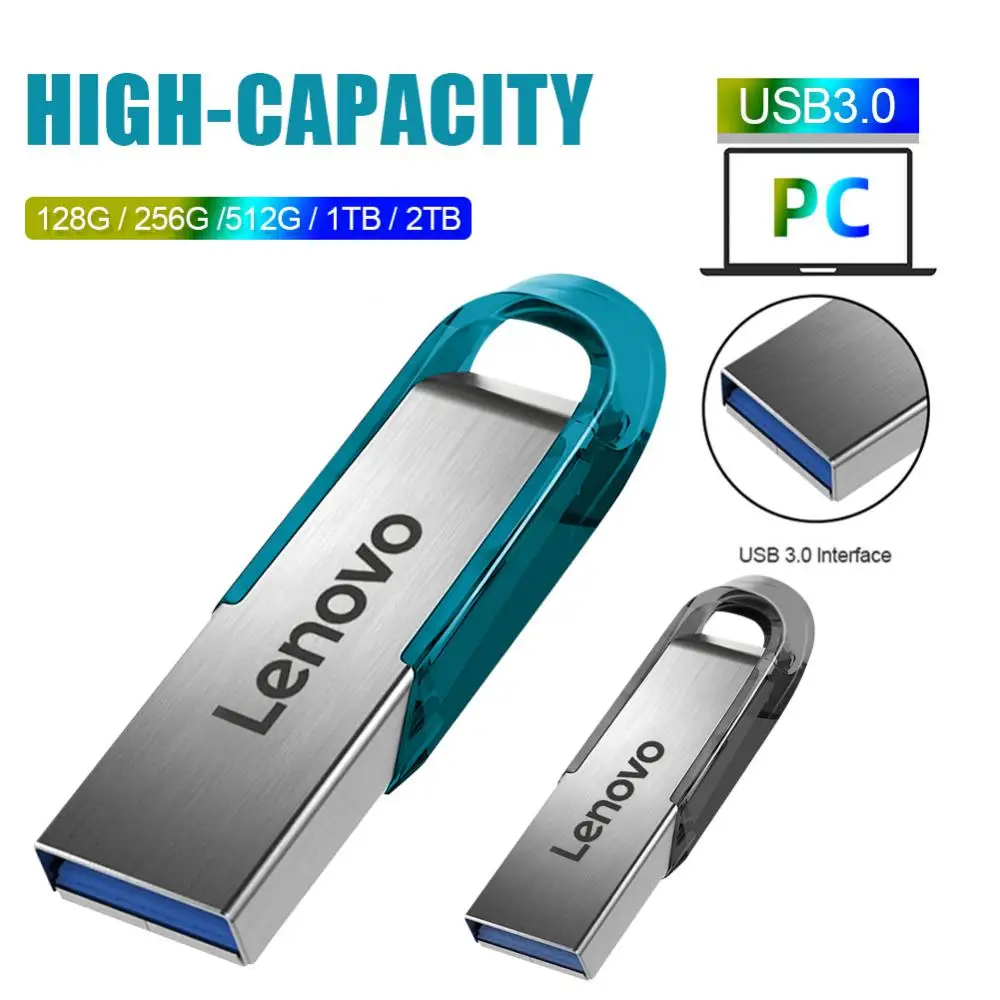 Lenovo-unidad Flash USB 3,0, Pendrive de alta velocidad, 2tb, 1tb, 3,0, 512gb, disco de Metal para pc