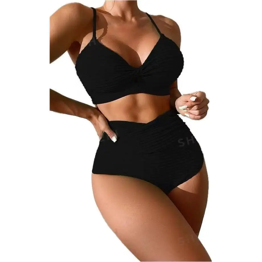 Cikini Effen Kleur Split Badpak Sexy Strandbikini 'S Met Hoge Taille, Zomerbadkleding Voor Dames