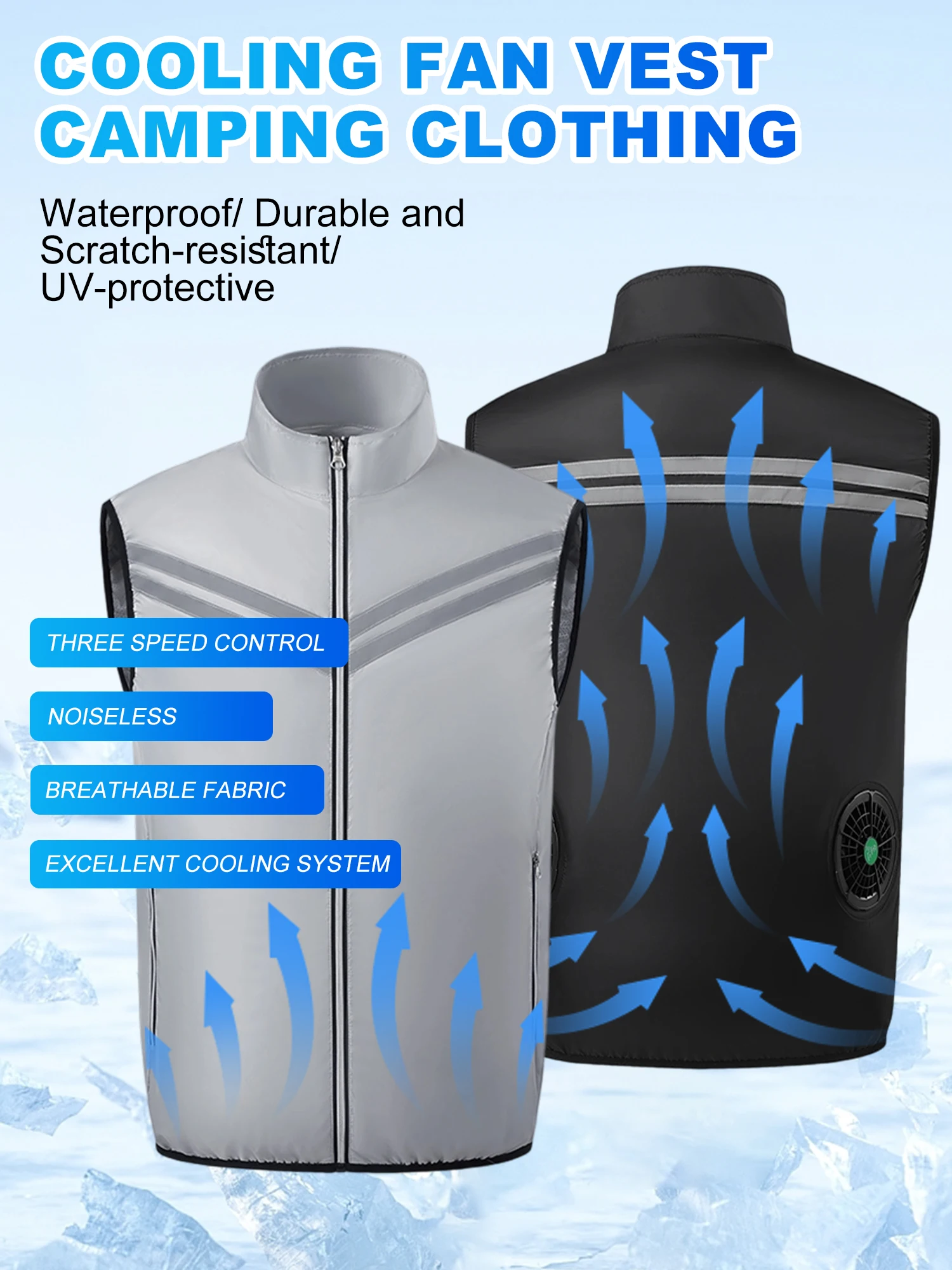 

Cooling Vest Ice Fan Vest Heat Resistant Sleeveless Workwear Breathable Wearable Cooling Fan Vest for Hot Weather Work Fishing