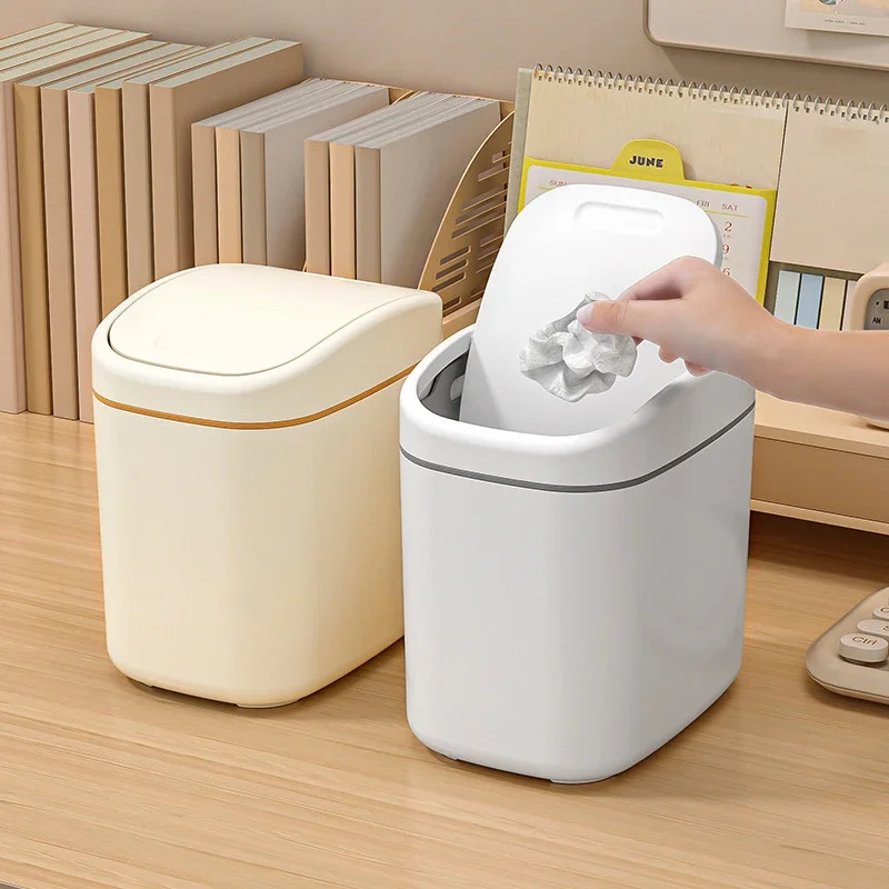 Covered Bedroom Waste Bins Cute and Creative Living Room Desktop Trash Can Office Student Desk Paper Basket