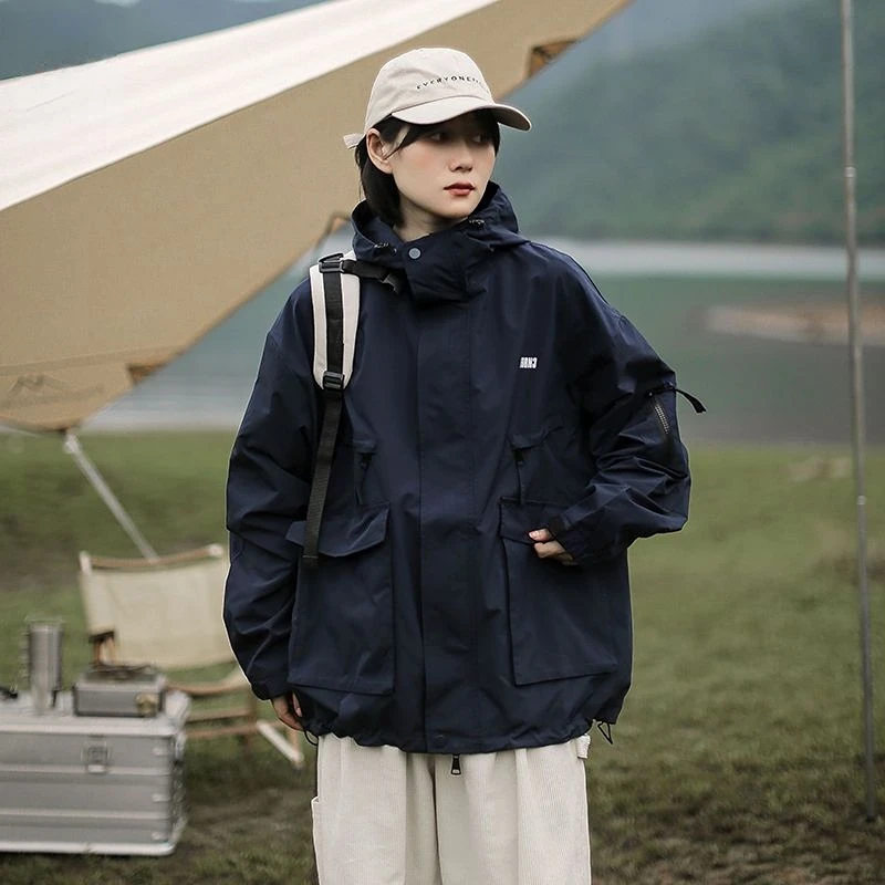 Oversize Women's Jacket Long Sleeve Coat Outdoor Sportswear Hooded Mountaineering Suit Waterproof Functional Jacket Autumn New