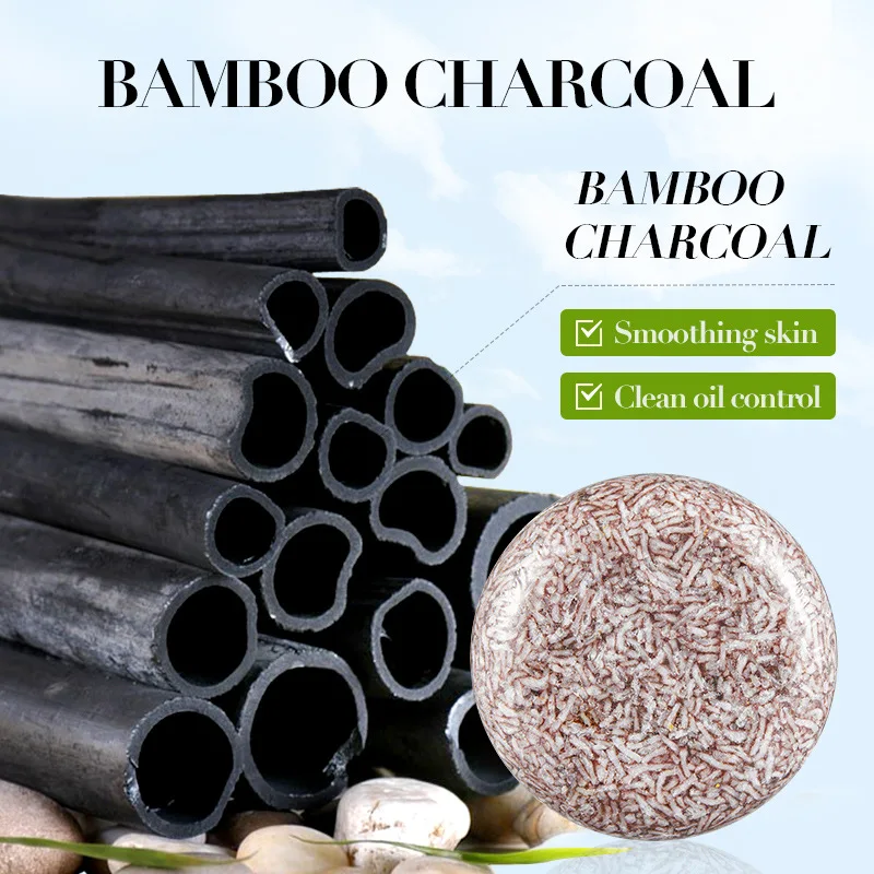 Bamboo Charcoal Shampoo Soap Anti Dandruff Anti Itching Deep Cleansing Hair Soap Lightening Strengthening Hair Roots Refreshing